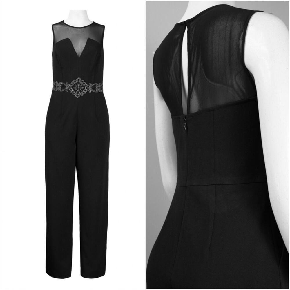 JS boutique illusion neckline embellishedjumpsuit - Picture 2 of 2